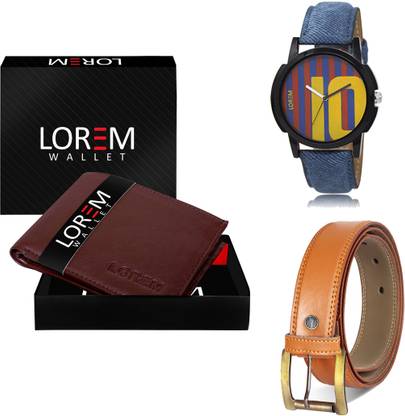 LOREM Belt, Wallet & Watch Combo