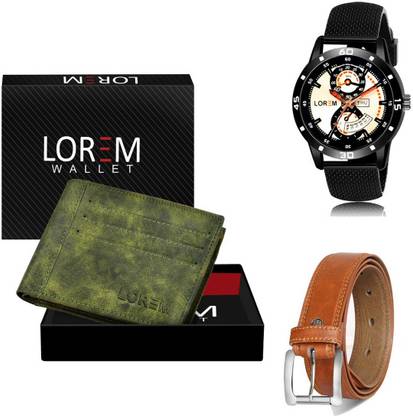 LOREM Belt, Wallet & Watch Combo