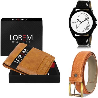 LOREM Belt, Wallet & Watch Combo