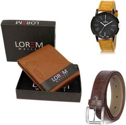 LOREM Belt, Wallet & Watch Combo