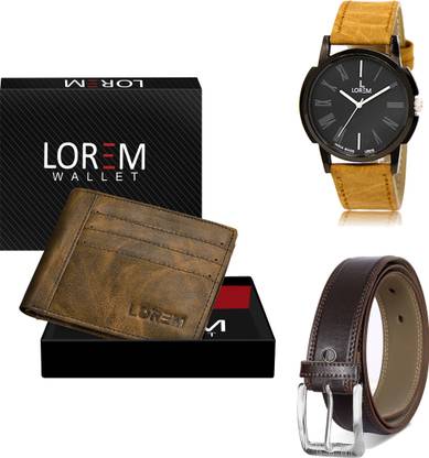LOREM Belt, Wallet & Watch Combo