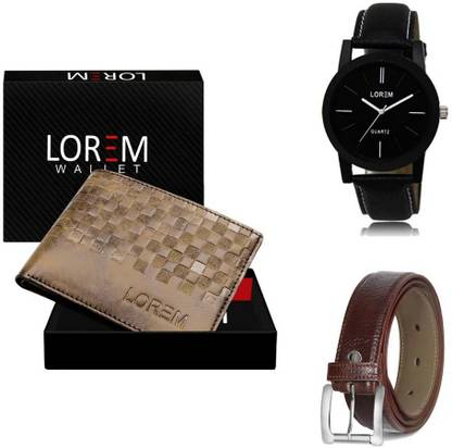LOREM Belt, Wallet & Watch Combo