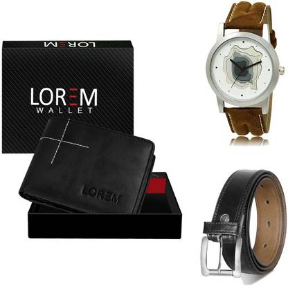 LOREM Belt, Wallet & Watch Combo