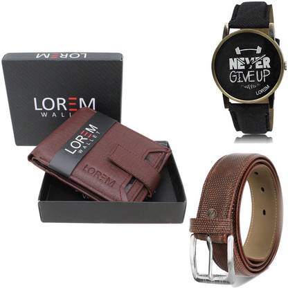 LOREM Belt, Wallet & Watch Combo