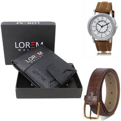 LOREM Belt, Wallet & Watch Combo