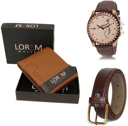 LOREM Belt, Wallet & Watch Combo