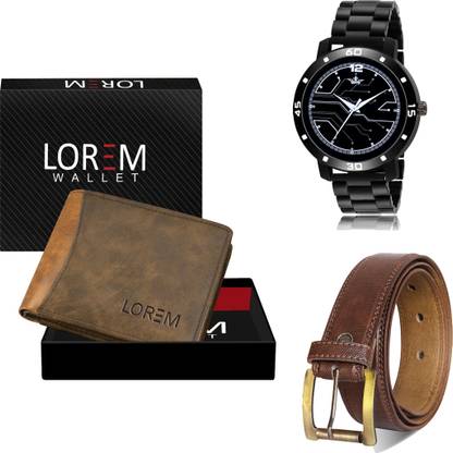 LOREM Belt, Wallet & Watch Combo