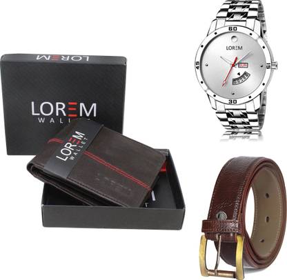 LOREM Belt, Wallet & Watch Combo