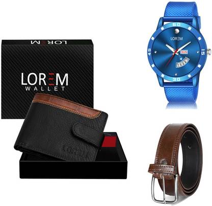 LOREM Belt, Wallet & Watch Combo