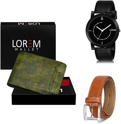LOREM Belt, Wallet & Watch Combo