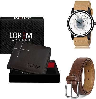 LOREM Belt, Wallet & Watch Combo