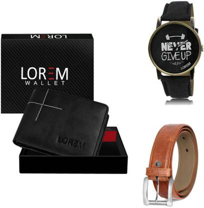 LOREM Belt, Wallet & Watch Combo