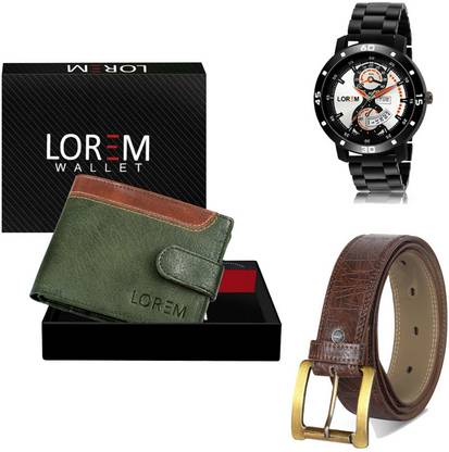 LOREM Belt, Wallet & Watch Combo