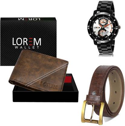 LOREM Belt, Wallet & Watch Combo