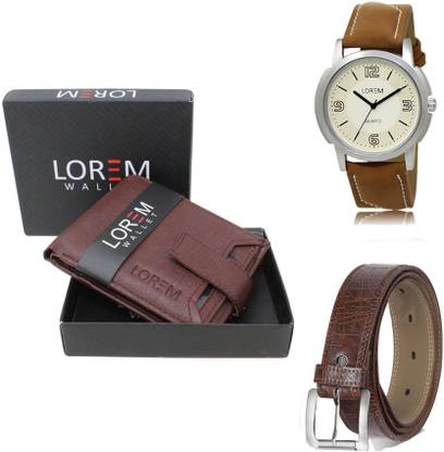LOREM Belt, Wallet & Watch Combo
