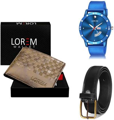 LOREM Belt, Wallet & Watch Combo