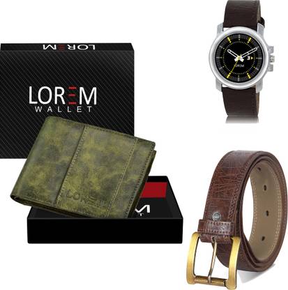LOREM Belt, Wallet & Watch Combo