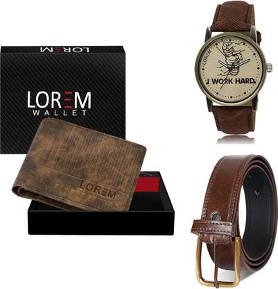 LOREM Belt, Wallet & Watch Combo