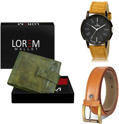 LOREM Belt, Wallet & Watch Combo