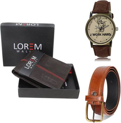 LOREM Belt, Wallet & Watch Combo
