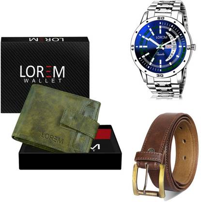 LOREM Belt, Wallet & Watch Combo