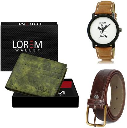LOREM Belt, Wallet & Watch Combo