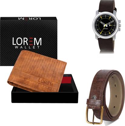 LOREM Belt, Wallet & Watch Combo