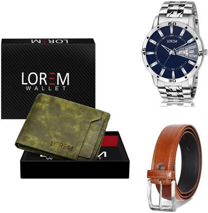 LOREM Belt, Wallet & Watch Combo