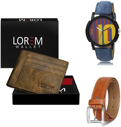 LOREM Belt, Wallet & Watch Combo