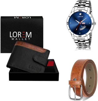 LOREM Belt, Wallet & Watch Combo
