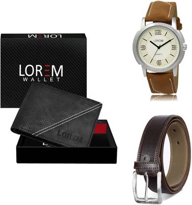 LOREM Belt, Wallet & Watch Combo
