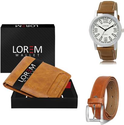 LOREM Belt, Wallet & Watch Combo