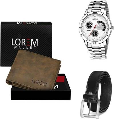 LOREM Belt, Wallet & Watch Combo