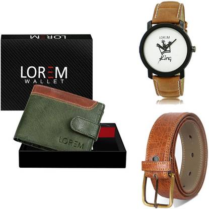 LOREM Belt, Wallet & Watch Combo