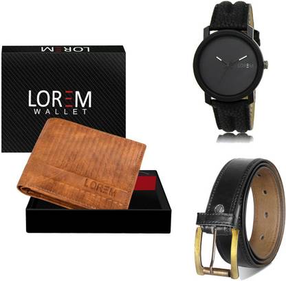 LOREM Belt, Wallet & Watch Combo