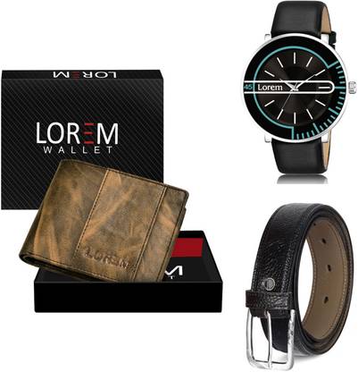 LOREM Belt, Wallet & Watch Combo