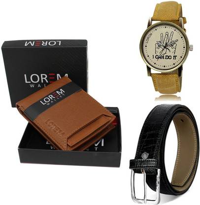 LOREM Belt, Wallet & Watch Combo