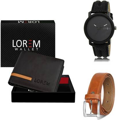 LOREM Belt, Wallet & Watch Combo