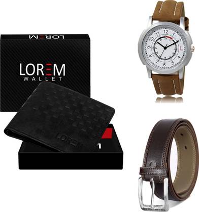LOREM Belt, Wallet & Watch Combo