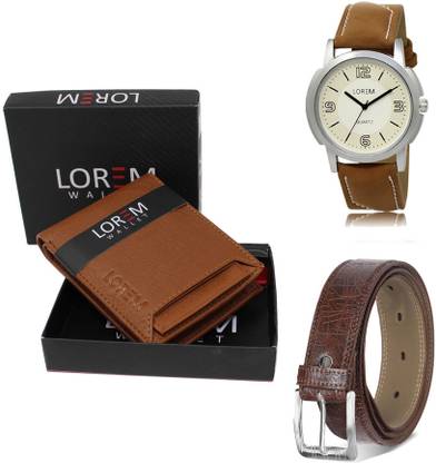 LOREM Belt, Wallet & Watch Combo