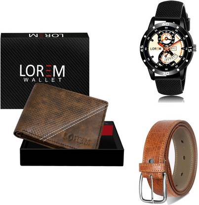 LOREM Belt, Wallet & Watch Combo