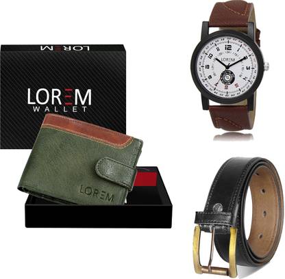 LOREM Belt, Wallet & Watch Combo