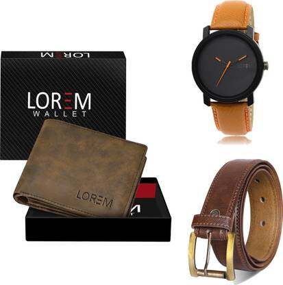 LOREM Belt, Wallet & Watch Combo