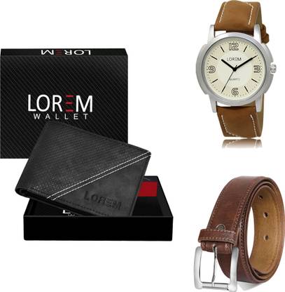 LOREM Belt, Wallet & Watch Combo