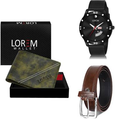 LOREM Belt, Wallet & Watch Combo