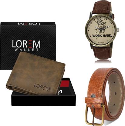 LOREM Belt, Wallet & Watch Combo
