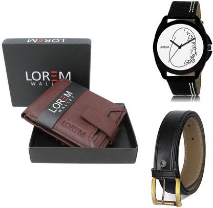 LOREM Belt, Wallet & Watch Combo