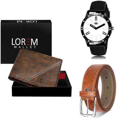 LOREM Belt, Wallet & Watch Combo