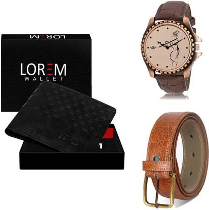 LOREM Belt, Wallet & Watch Combo