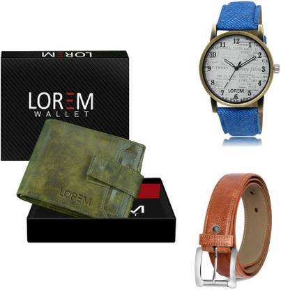 LOREM Belt, Wallet & Watch Combo
